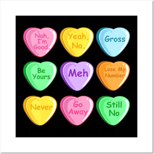 Candy Heart Valentines Day Funny Sarcastic Love Joke Posters and Art